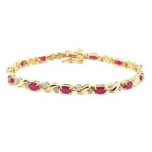 4.43 Carat Natural Diamond & Ruby Bracelet